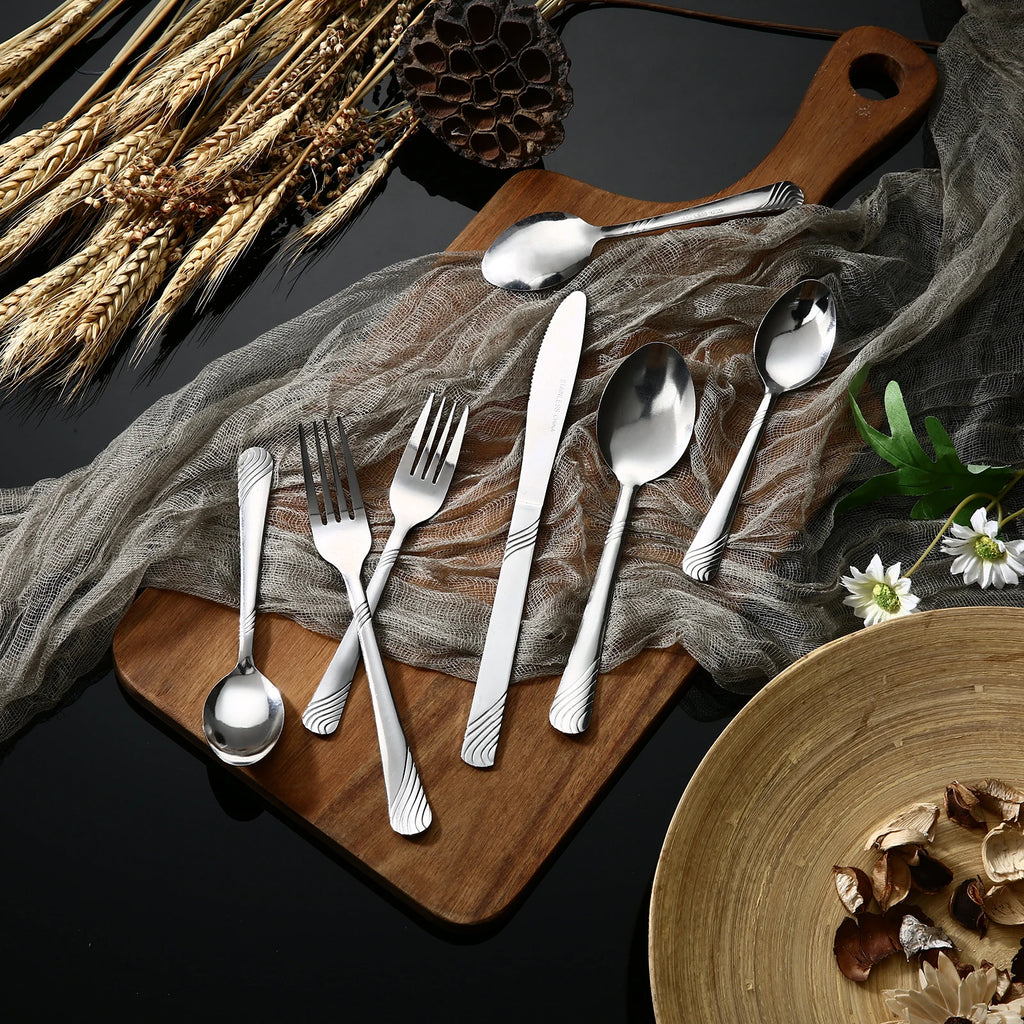 48-Piece Stainless Steel Flatware Set for 8 – Forks, Spoons & Dinner Knives