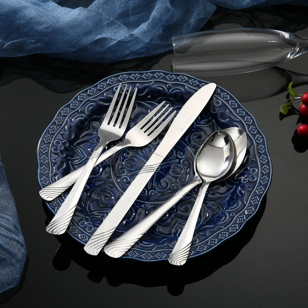 48-Piece Stainless Steel Flatware Set for 8 – Forks, Spoons & Dinner Knives