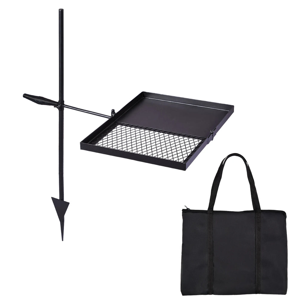 Folding Swivel Campfire Grill, Portable Cooking Grate over Fire Pit, Lightweight Grate Camp Fire Rack with Carrying Bag Outdoor