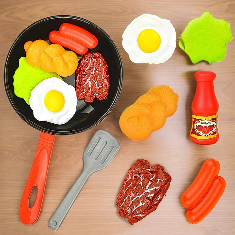 Kids' Kitchen Frying Pan Toy Set with Play Food