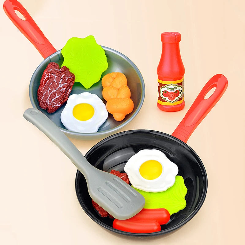 Kids' Kitchen Frying Pan Toy Set with Play Food