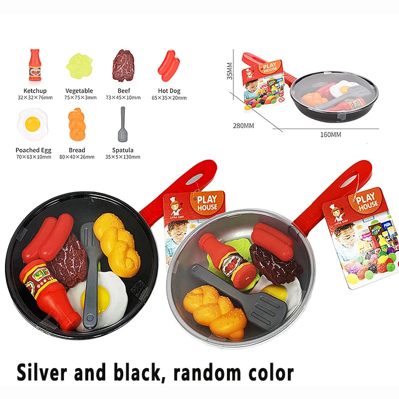 Kids' Kitchen Frying Pan Toy Set with Play Food