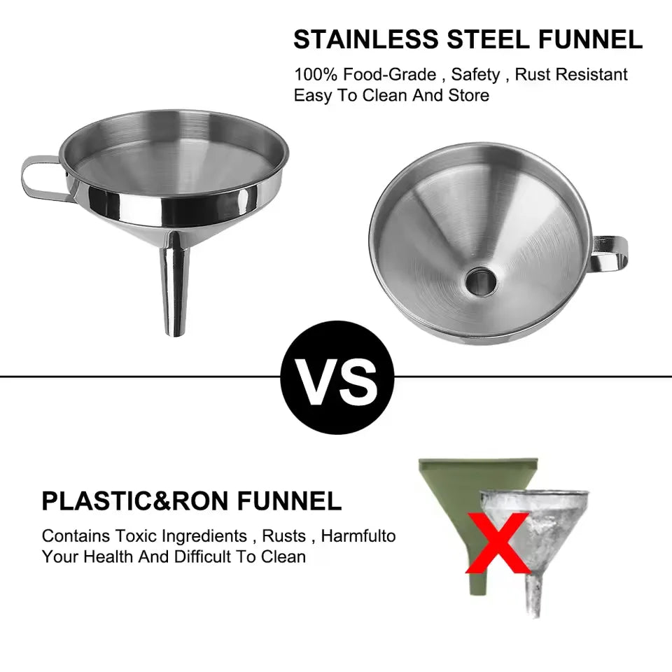304 Stainless Steel Kitchen Funnel with Strainer – Oil & Liquid Filter