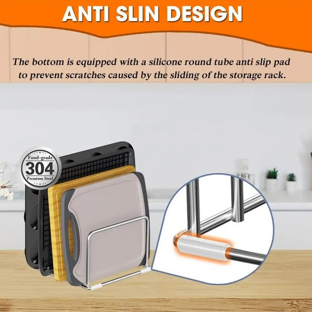 Under-Cabinet Hanging Storage Rack for Cutting Boards and Towels