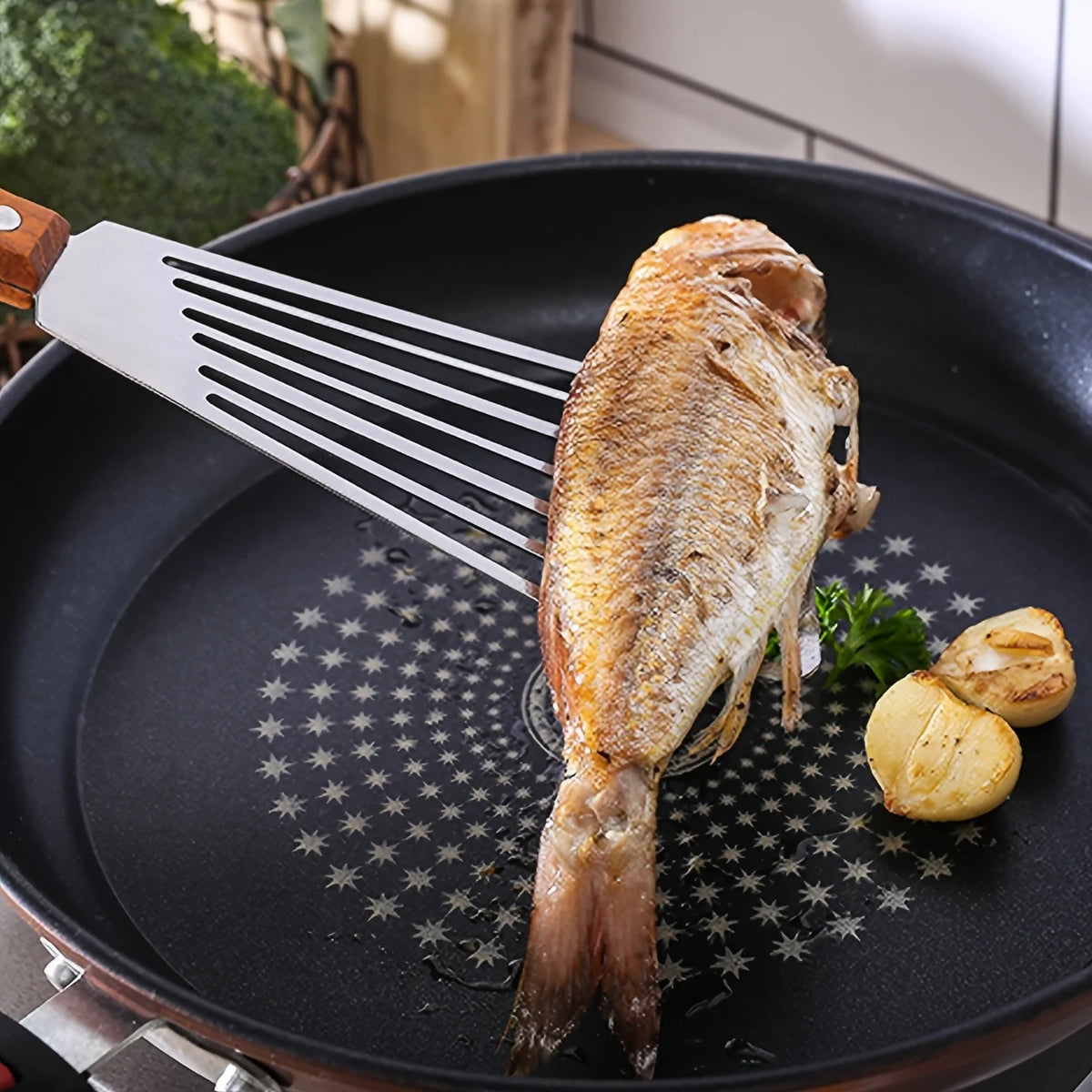Stainless Steel Non-slip Slotted Frying Spatula