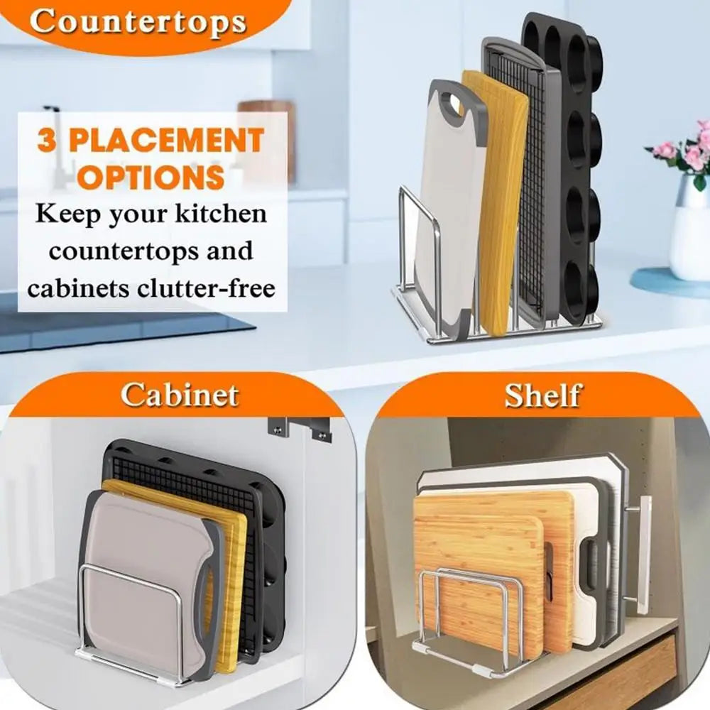 Under-Cabinet Hanging Storage Rack for Cutting Boards and Towels