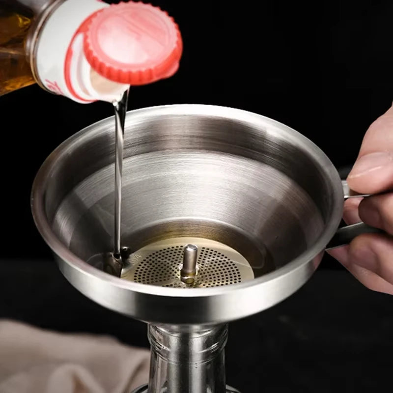 304 Stainless Steel Kitchen Funnel with Strainer – Oil & Liquid Filter