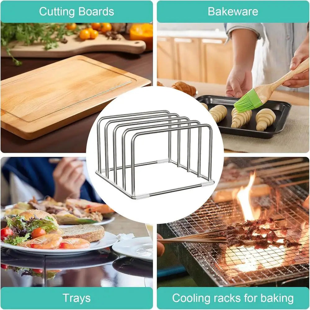 Under-Cabinet Hanging Storage Rack for Cutting Boards and Towels