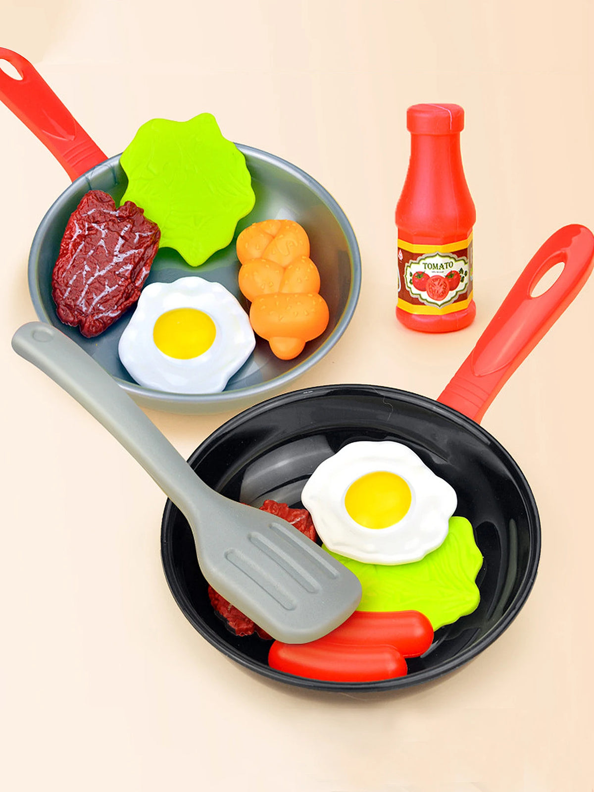 Kids' Kitchen Frying Pan Toy Set with Play Food