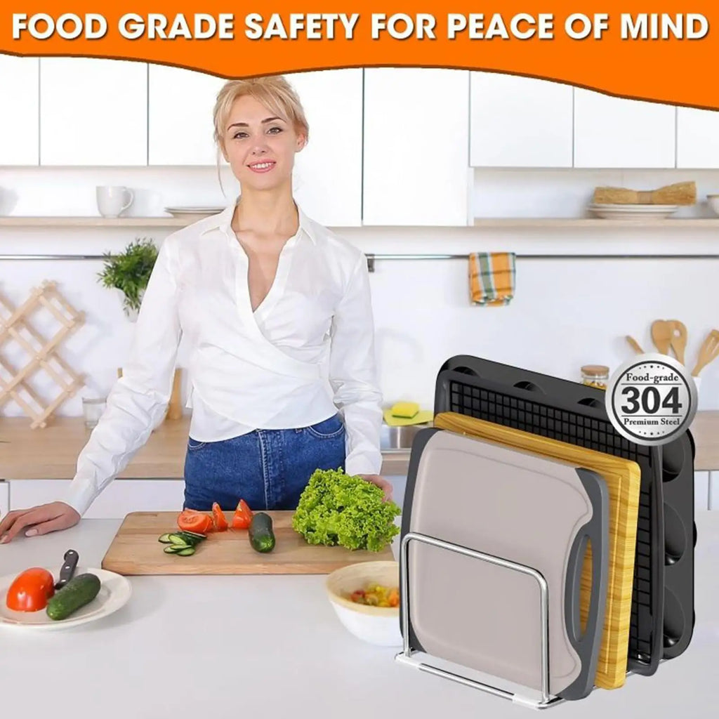 Under-Cabinet Hanging Storage Rack for Cutting Boards and Towels