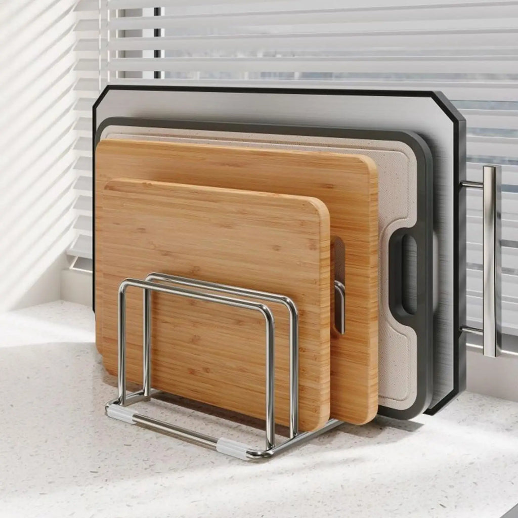 Under-Cabinet Hanging Storage Rack for Cutting Boards and Towels