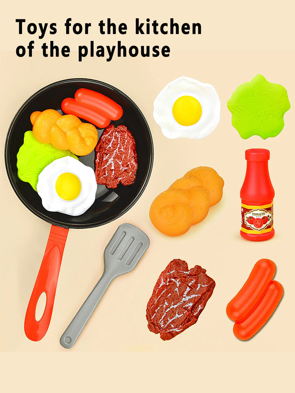 Kids' Kitchen Frying Pan Toy Set with Play Food