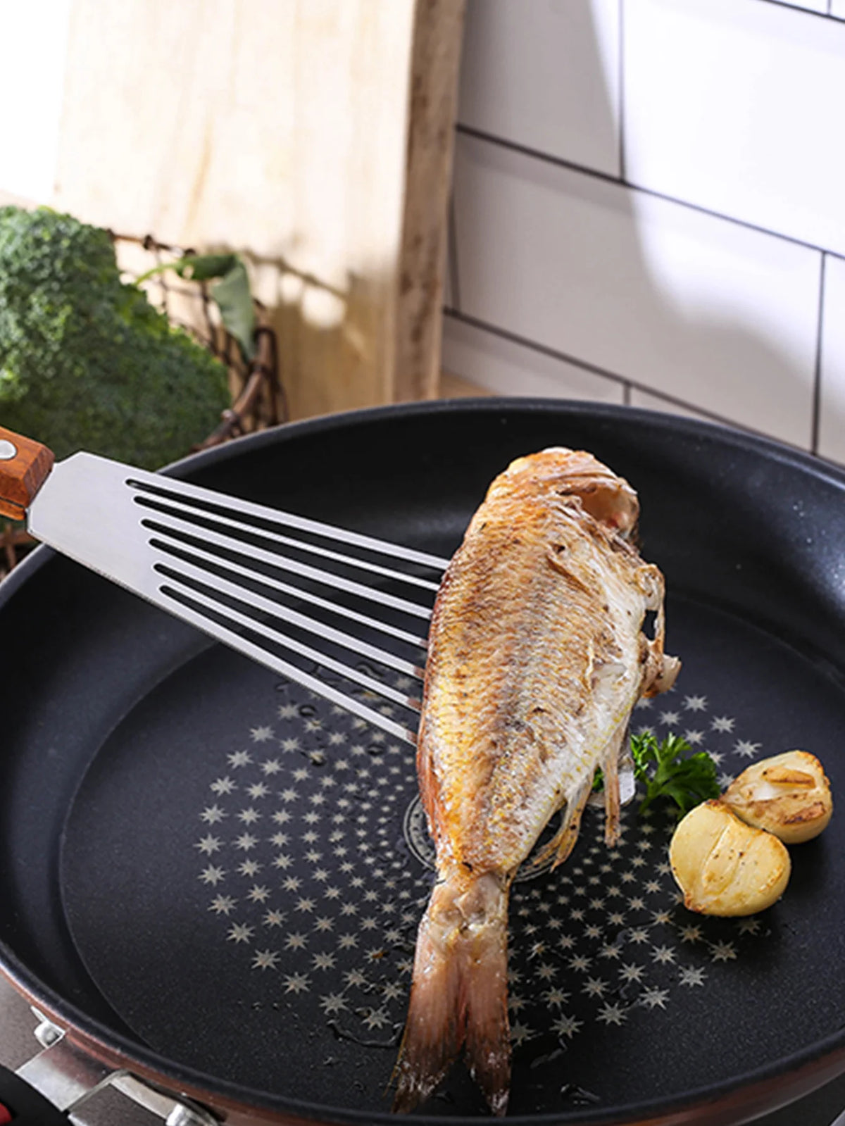 Stainless Steel Non-slip Slotted Frying Spatula