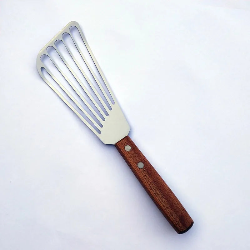 6.5 Inch Stainless Steel Fish Spatula with Wooden Handle