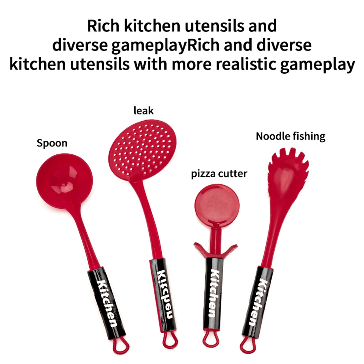 Children's Pretend Play Kitchen Set with Simulated Induction Cooker and Cutting Toys