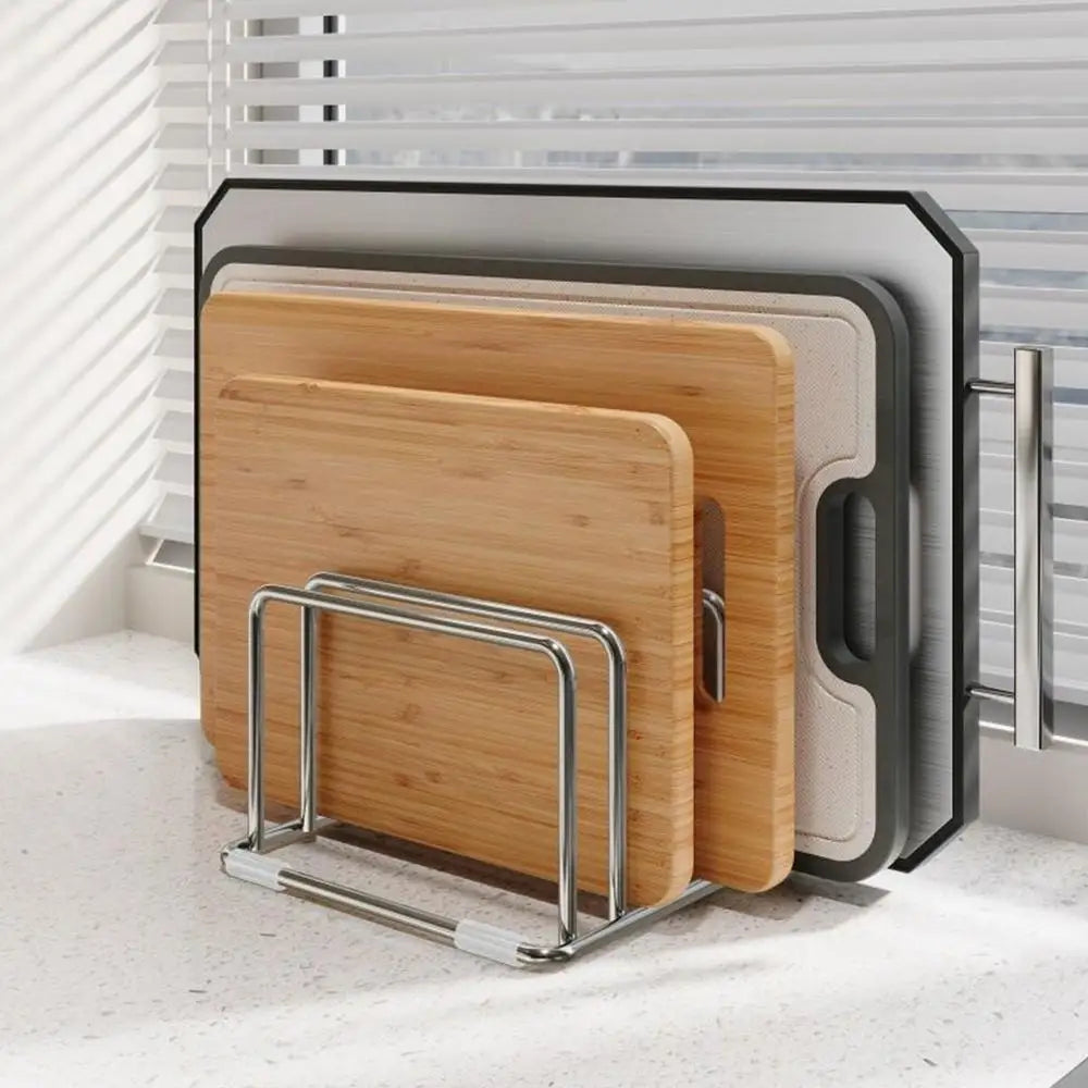 Under-Cabinet Hanging Storage Rack for Cutting Boards and Towels
