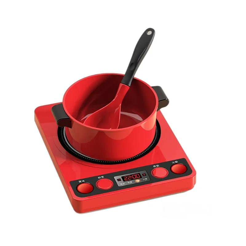 Children's Pretend Play Kitchen Set with Simulated Induction Cooker and Cutting Toys