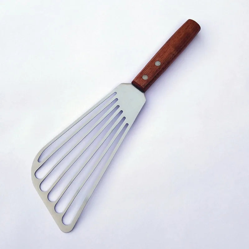 6.5 Inch Stainless Steel Fish Spatula with Wooden Handle