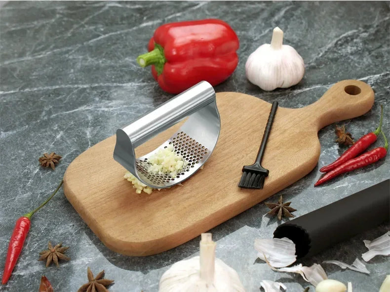 Stainless Steel Manual Garlic Press and Ginger Rocker Crusher
