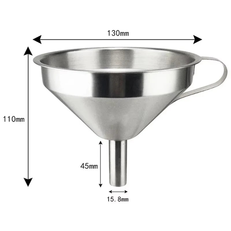 304 Stainless Steel Kitchen Funnel with Strainer – Oil & Liquid Filter