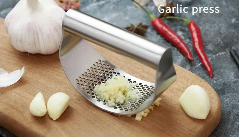 Stainless Steel Manual Garlic Press and Ginger Rocker Crusher