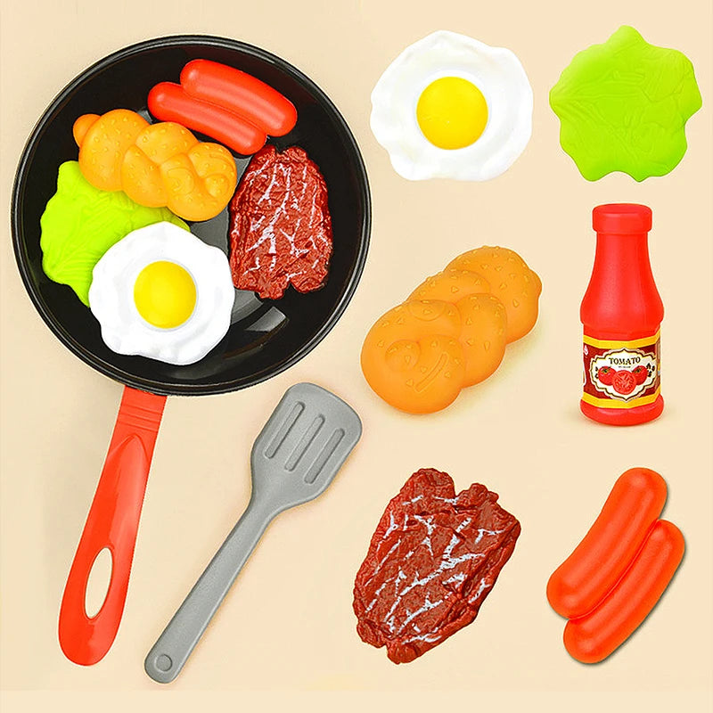 Kids' Kitchen Frying Pan Toy Set with Play Food
