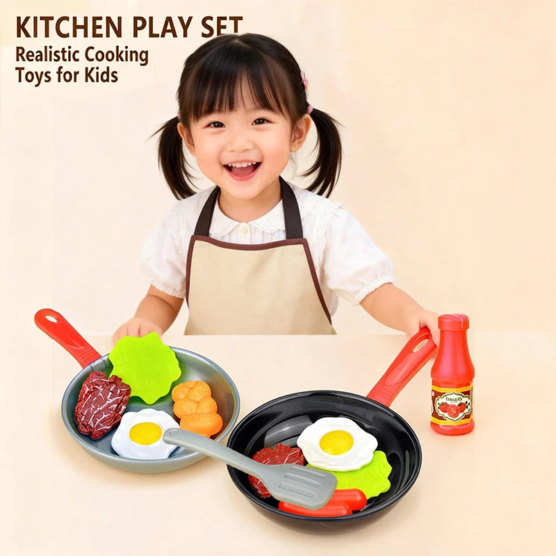 Kids' Kitchen Frying Pan Toy Set with Play Food