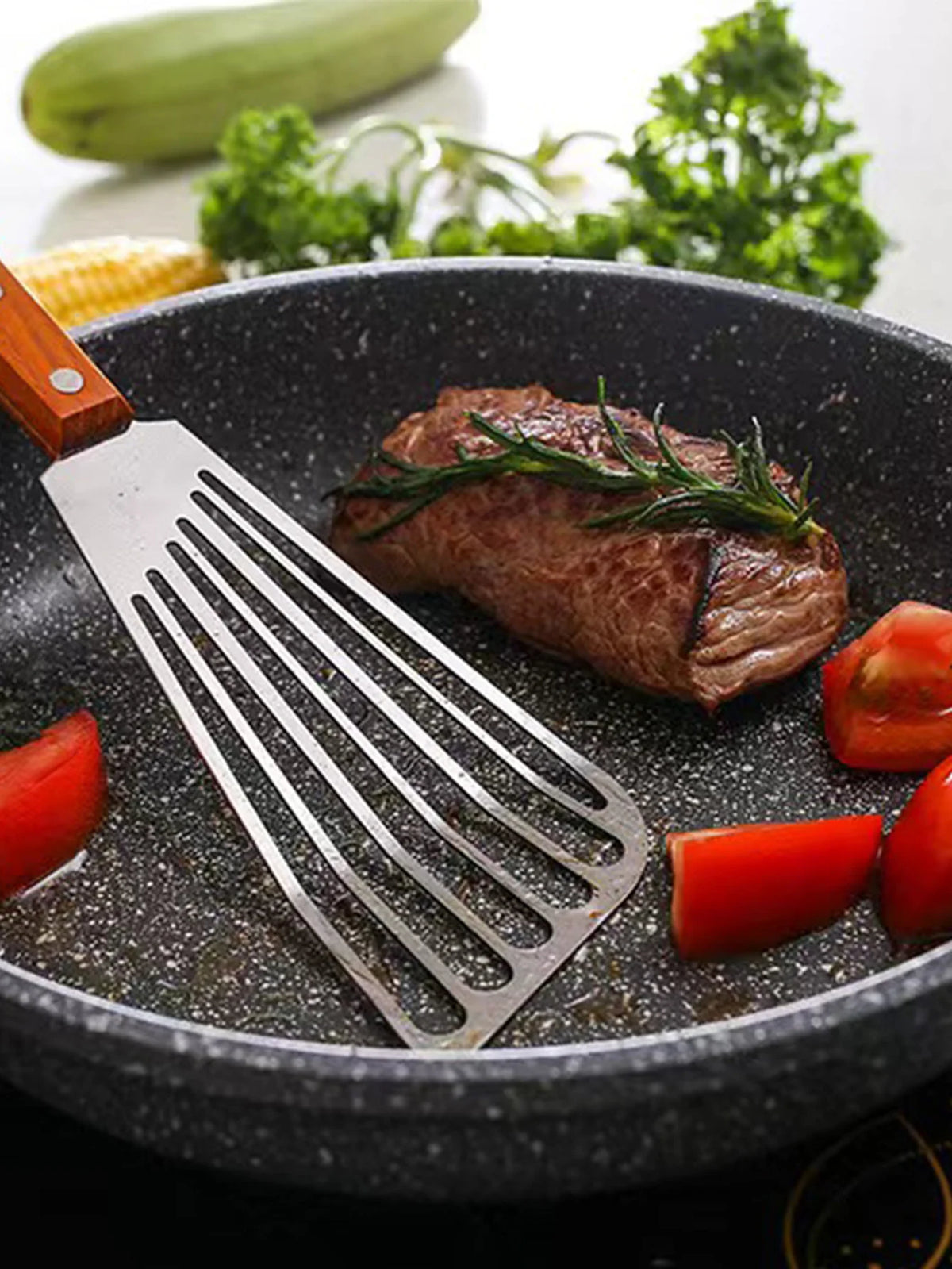 Stainless Steel Non-slip Slotted Frying Spatula
