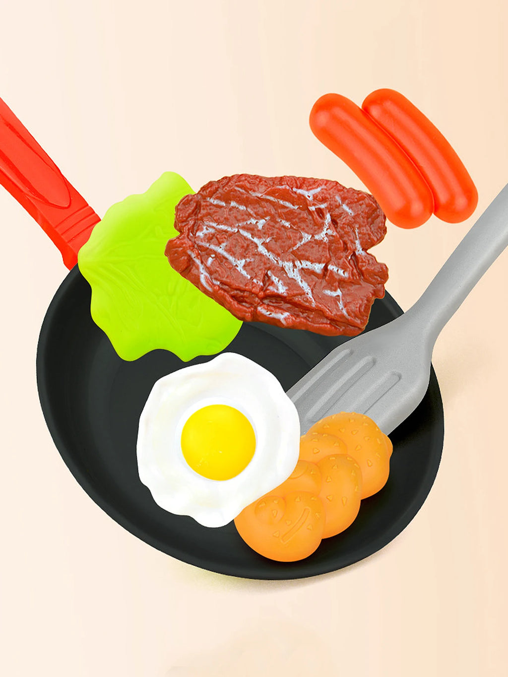 Kids' Kitchen Frying Pan Toy Set with Play Food