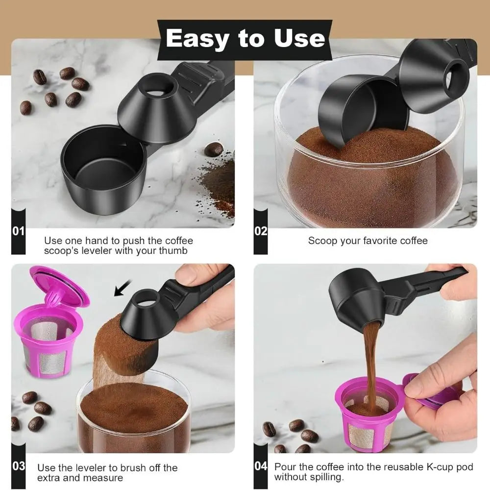 New No Spill Coffee Scoop Reusable Protein Powder Spoon Sliding Spoon Funnel for Milk&Supplements Kitchen Gadgets