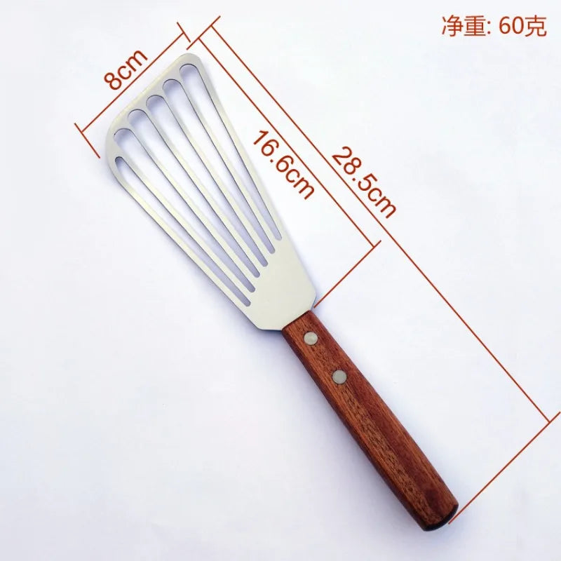 6.5 Inch Stainless Steel Fish Spatula with Wooden Handle