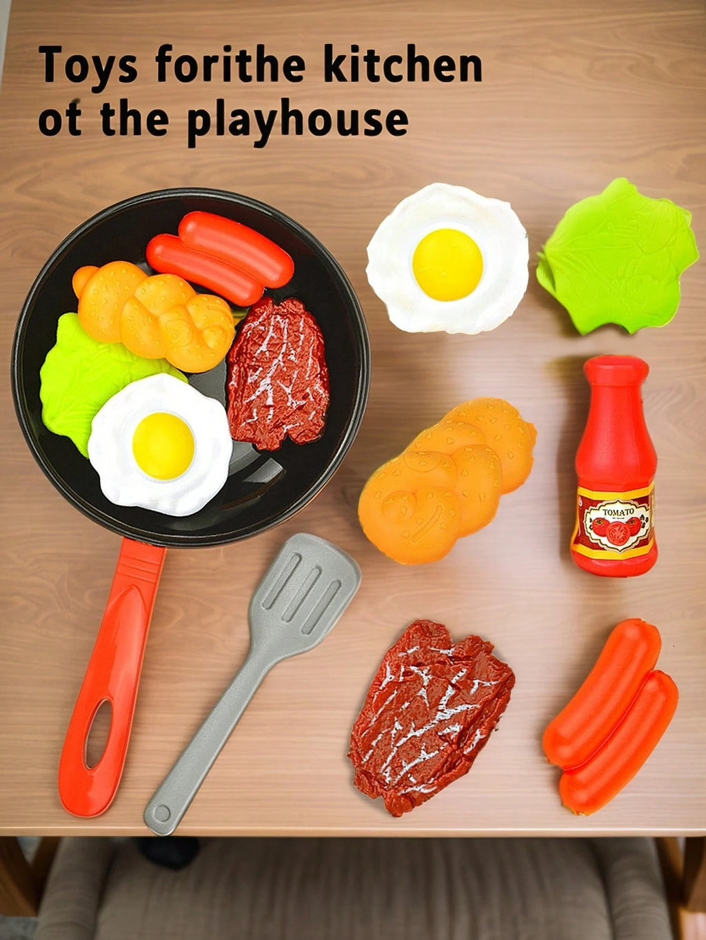 Kids' Kitchen Frying Pan Toy Set with Play Food