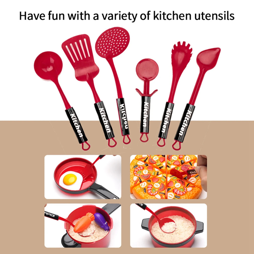 Children's Pretend Play Kitchen Set with Simulated Induction Cooker and Cutting Toys
