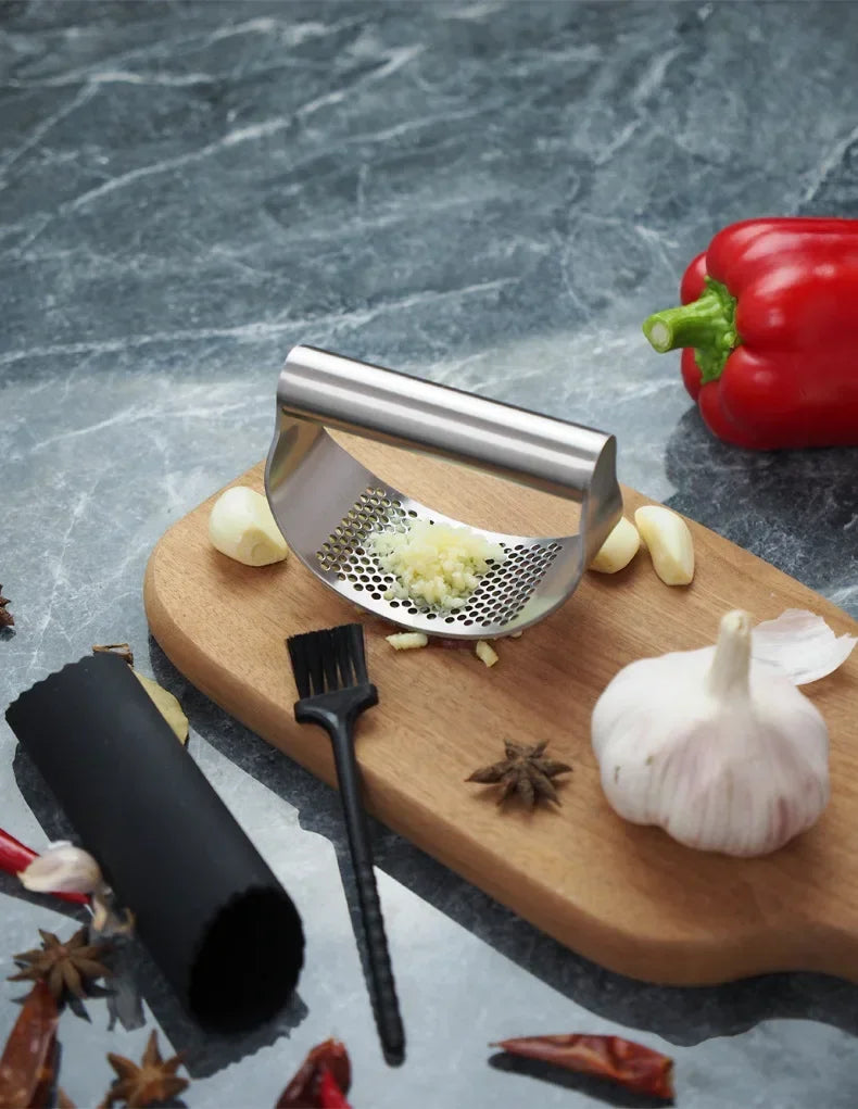Stainless Steel Manual Garlic Press and Ginger Rocker Crusher